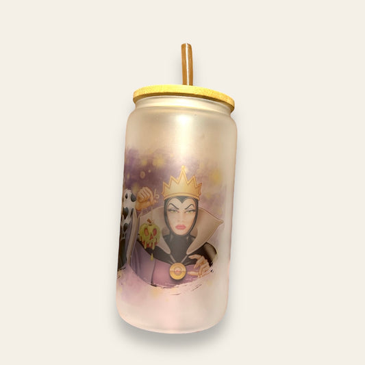 Vaso cristal con tapa bambú “Villanas Disney”